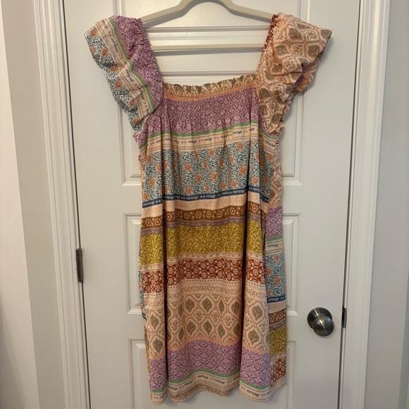 AUREUM Cottagecore Prarie Boho Floral Paisley Dress Size L Pockets Multicolor - Picture 9 of 11